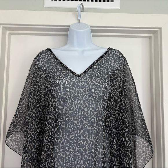 Lepoard Print Semi Sheer Kimono Swimsuit Coverup One Size - Picture 2 of 6